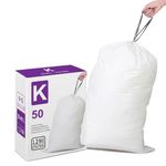 Simplelisa Code K (50 Count) 9-12 Gallon Heavy Duty Drawstring Trash Bags 1.2 Mil THICK Compatible with simplehuman | White Garbage Can Liners 9-12 Gallon / 35-45 Liter