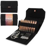 Lykke Cypra Copper 5" Interchangeable Knitting Needle Set (US 4-17) in Black Vegan Suede Case