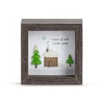 DEMDACO Snow Place Like Home Woodgrain 4 x 4 Wood and Glass Christmas Shadow Box Display Case