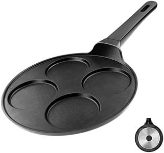 CAINFY Pancake Pan Nonstick-Suitable for All Stovetops & Induction Cooker, 10.5 Inch Mini Silver Dollar Grill Blini Griddle Crepe Pan, 4 Molds Cake Egg Skillet, 100% PFOA Free Coating