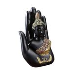 NHBETYS Resin Palm buddha statue，buddha sitting in hand statue,Meditating Thai Buddha,Home Decoration Buddha Statue，Suitable for hallway, bedroom, living room and other places