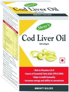 Shrey's Cod Liver Oil | Vitamins A & D | Boost Immunity | Increase Energy Level | Supports Healthy Heart | Maintain Healthy Brain and Vision Health - 100 Capsules (Immunity Booster) (1)