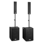 Vonyx VX1080BT active column line array speaker system with 2x 15" subwoofers, plug & play kit, built-in Bluetooth, MP3 playback, stackable DJ PA speakers for gigs, venues, and live events