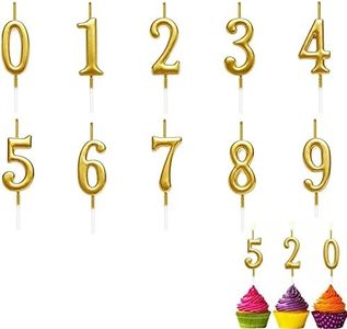 Candele di Compleanno Numero, 10Pezzi Digitale Compleanno Candele 0-9 Numerali Candele Compleanno Candele Decorazione Candele di Compleanno Oro Glitter Decorazione Per Cake Topper Festa Di Compleanno