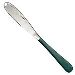 Primetan Butter Spreader Knife Stainless Steel Multifunctional Serrated Edge Butter Grater Shredding Slots Easy to Hold for Bread Butter Cheese Jam Slicer (Green)