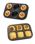 CURATED CART Carbon Steel Muffin Tray with Brownie Tray - Premium Cupcake Tray Non-Stick Baking Pan OTG, Microwave & Dishwasher Safe Brownie Mold/Baking Tray/Tin/Pan