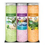 Nortembio Epsom Salt Pack 3 x 430 g. Vanilla, Rose, Lemon Fragrances. Hydrated with Vitamin C and E. Bath Salts, Aromatherapy, Flotation Therapies. EBook Included.