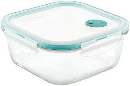 LOCK & LOCK Purely Better Glass Food Storage Container with Steam Vent Lid, Square-47 oz, Clear