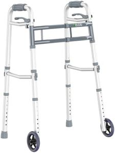Delog Narrow Folding Walker for Seniors with Trigger Release and 5 Inches Wheels, Lightweight Supports Up to 300 lbs