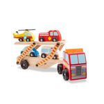 Melissa & Doug Wooden Emergency Vehicle Carrier, Magnetic Wooden Cars & Truck Toy | 3 Year Old Gifts | For 3+ Year Old Boys & Girls 3 4 5 7