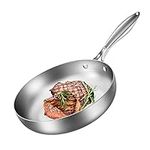 Lio SHAAR Stainless Steel Frying Pan 11 Inch 28cm Fry Pan Induction Cooking Pan Tri-Ply Compatible with All Heat Sources, No Coating, PFOA-Free