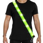 flintronic Reflective Belt Sash Gear, Luminous Led Safety Shoulder Strap, High Visibility Adjustable Walking Belt for Men and Women, For Night Running, Cycling, Jogging (Fluorescent Green)