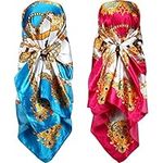 SATINIOR 2 Pieces 35 Inch Large square Satin Head Scarf Silk Bandanas Hair Scarf Silk Like Hair Sleeping Wraps Neck Scarf for Women