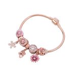 Luluadorn Women Rose Gold Flower Charms Bracelet Snake Chain Clip Lock Bracelets for Mom Sister Birthday Gifts