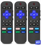 3PCS Replacement Remote for All Roku TV TCL TV, Compatible with TCL/Hisense/Onn/Sharp/Element/Philips/Insignia/Jvc/RCA Smart Roku TVs(Not for Stick and Box)