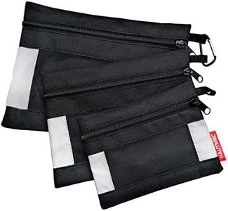HAUTMEC 3 Pieces Small Tool Pouch, Multi Function Zippered Tool Poly Bag with Mesh Window, Heavy-Duty Clip Organizer HT0126-TB
