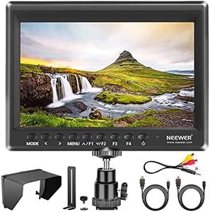 Neewer F100 7inch Camera Field Monitor HD Video Assist IPS 1280x800 HDMI Input 1080p with Sunshade and Ball Head for DSLR Cameras, Handheld Stabilizer, Film Video Making Rig (Battery Not Included)