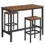 VASAGLE 2, Breakfast Table and Stools Set, Counter with Bar Chairs, for Kitchen, Living, Dining Room, Rustic Brown LBT15X, 130x68.5x13.5cm/71x35x17cm