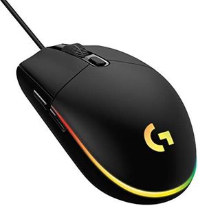 Logitech G203 Wired Gaming Mouse, 8,000 DPI, Rainbow Optical Effect LIGHTSYNC RGB, 6 Programmable Buttons, On-Board Memory, Screen Mapping, PC/Mac Computer and Laptop Compatible - Black