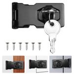 2.5 Inch Keyed Hasp Lock Hasp and Staple with Padlock, ADERTOS Heavy Duty Shed Lock Door Lock Hasp Twist Knob Keyed Locking Hasp Safety Door Clasp Gate Lock with Key for Cabinets Cupboard Drawer Gate