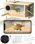 Parakeet Nesting Box,Bird House with Camera,Natural Bird Nest Box with 1080P Wi-Fi Camera, Visual Breeding Record for Pet Bird Budgies, Parrots, Finches, Canaries