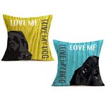 Royalours Best Dog Lover Gifts Sweet Sayings Love Me Love My Dog Prints Decorative Throw Pillow Cover Cotton Linen Vintage Wood Farmhouse Pillow Case Cushion Cover Set of 2 18x18 Inch (Love Dog 2PS)