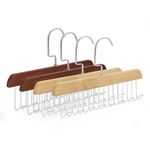 4Pcs Belt Hanger, Tie Hanger Bra Hanger Rack, 8-Hook Tank Top Hanger Anti Slip Hangers Space Saving Wood Coat Hanger, Bra Belt Tie Hanger for Closet Keepatin (2Pcs Retro Color, 2Pcs Wood Color)