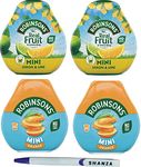 Robinsons Squash'd Mini Squash’d – 2 Flavour Pack – 2 x Lemon & Lime and 2x Orange – No Added Sugar – Real Fruit in Every Drop With Shanza Pen