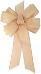 Meseey 1 Pcs 10 x 20 Inch Big Bow Burlap Ribbon with Natural Jute Rustic Wreath Ribbons and Bow Use Wrapping, Party Decoration (Linen)