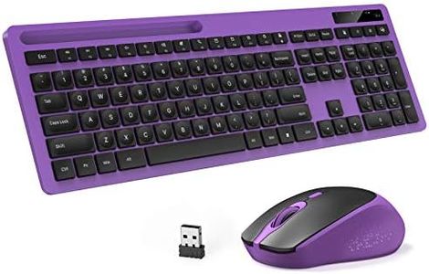 VIVEFOX Wireless Keyboard and Mouse Combo - Keyboard with Phone Holder, 2.4GHz Silent USB Wireless Keyboard Mouse Combo, Full-Size Keyboard and Mouse for Computer, Desktop and Laptop (Purple)