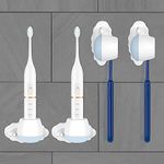 DODAMOUR 4 Pack Cute Snails Toothbrush Storage Organizer, Wall Mounted Electric Toothbrush Holder, Self Adhesive Toothbrush Hanger Rack