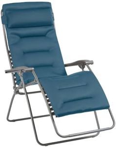Lafuma Clip XL Air Comfort Outdoor Home Zero Gravity Relaxing Recline Lounge Chair with Steel Tubing, Garden Recliner Chair Ideal for terrace, or pool - Coral Blue