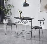 mcc direct Dining Table and Chairs Set Metal Wood Effect Kitchen Table Dining Chairs Barley (Black)