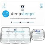 Deep Sleeps Silicone Ear Plugs for Sleeping, 7 Pairs - 27dB Sleep Ear Plugs Noise Cancelling, Soft, Re-Usable, Waterproof, Premium Moldable Silicon Earplugs, for Sleep, Travelling, Studying, Wax