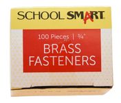 School Smart Brass Plated Fasteners - 3/4 inch - Box of 100 (059949), Maroon