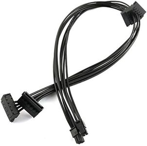RuiLing 2pcs Black Motherboard ATX Mini 4 Pin to 2X Right-Angle 15 Pin SATA Hard Drive HDD Power Supply Adapter Cable 18AWG 19.7 Inch for Lenovo