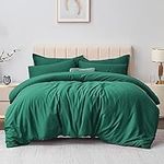 Aisbo Super King Duvet Covers Set Green - 3Pcs Superking Size Bedding Set Soft Brushed Microfiber Quilt Cover with 2 Pillowcases