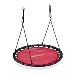 Relaxdays Nest, Round Hanging Swing for Children, Height-Adjustable, Ø: 120 cm, for up to 100 kg, Red, Alloy Steel Ethylene Vinyl Acetate Fabric, 150 x 120 x 120 cm