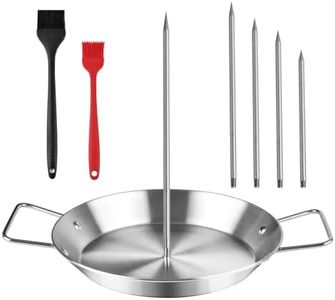 Vertical Skewer for Grill & Oven - Stainless Steel Al Pastor Skewer with Gyro Pan, 5 Adjustable Spikes (6"-14") - Shawarma Stand for Tacos, Chicken Gyro, Doner Kebab - Fits Ovens, Smokers, Grills.