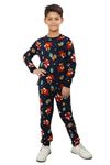 Ninos Dreams Reindeer Printed Full Sleeves Christmas Boys Night Suit/Boys Co-ord Set-Navy Blue