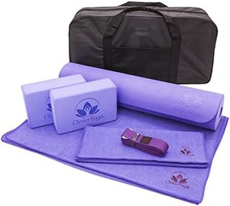 Clever Yoga Complete Yoga Beginner Set. 7-Piece Yoga Kit - 6mm Cushioned Yoga Mat, 2 Yoga Blocks, Yoga Strap, Mat and Hand Towels, Carrying Bag. Yoga Kits for Women and Men. Yoga Accessories kit.