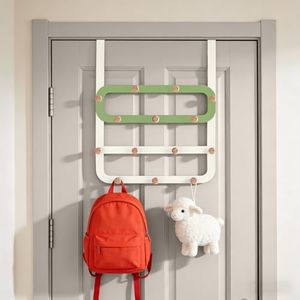 Dycoony Over The Door Hanger for Hanging, with 14 Door Hooks-can Hang Clothes, Towels, Keys, Hats and Bags, Suitable for Living Room, Bathroom, Bedroom and Kitchen