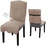 H.VERSAILTEX 100% Waterproof Dining Chair Covers Teddy Fleece Chair Cover for Dining Room Set of 2 Parson Chair Slipcovers Chair Protectors Covers, Taupe