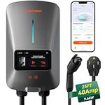 WOLFBOX Level 2 EV Charger 40 Amp - Smart Display, RFID Card, 25ft Cable, Outdoor/Indoor, NEMA 14-50 EV Charger Level 2, WiFi Enabled Electric Car Charger, 240V Electric Vehicle Charging Stations