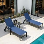PURPLE LEAF Patio Chaise Lounge 4 Pieces Aluminum Recliner Chair with Wheels and Armrests Lounger for Pool Lawn Navy Blue Outdoor Lounge Chair