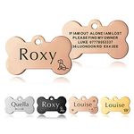 Personalised Dog Tags for Pets Engraved UK Cat Dog Name Tag Identify Tag for Pet Doggy Kitten Kitty Puppy Deep Engraved Scratch Resistant ID Tag Choice of Sizes & Colours & Shapes (CGold Bone)