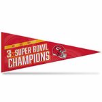 Rico Industries NFL Kansas City Chiefs 3 Time Super Bowl Champions Soft Felt 12X30 Pennant W/Header Card 12" x 30" Felt Wall Décor Pennant - Great for Home/Bed Room/Man Cave Décor