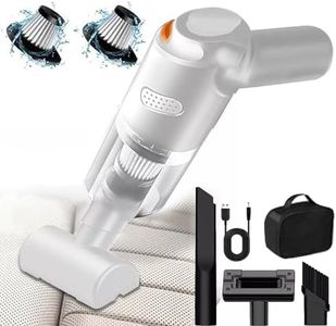 Handheld Vacuum Cordless, 120W 10000PA Handheld Vacuum Cleaner, Rechargeable Car Vacuum Cleaner with Storage Bag and 2 Washable Filters for Car Home Pet Hair Sofa etc. (White)