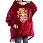 Harry Potter: Gryffindor Oversized Blanket Hoodie – Comfortable, soft, warm, plush hooded wearable blanket for men and women with Sherpa fleece lining and pockets