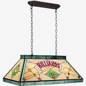Capulina Tiffany Lamp Yellow Green Stained Glass Pool Table Light 3-Light